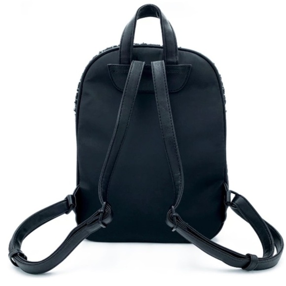 BADGLEY MISCHKA Tweed Diamond Quilted Nylon Backpack NWT Black White MSRP 170 - Picture 5 of 5
